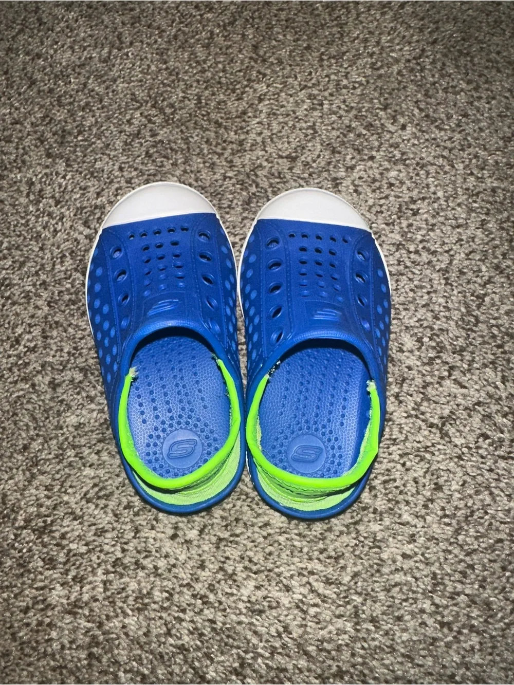 Skechers Toddler Blue Slip-On Water Shoes with Neon Green Lining